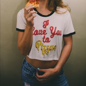 SOLD. “I love you to pizzas” Cropped Tee